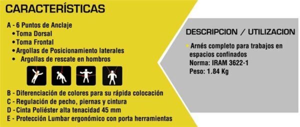 BRALT- Arnes Anticaidas 6 puntos de anclajes – ESPACIO CONFINADO
