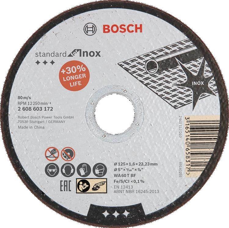 BOSCH Disco corte std 115 x 1.6 mm p/metal P/INOX *