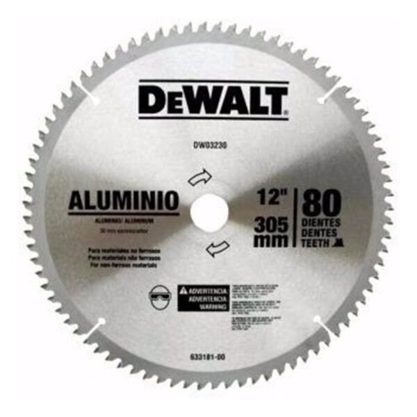 DEWALT -Disco sierra circular 305mm 12″ 80D Aluminio DW03230