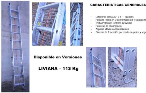 ARGENSAFE escalera aluminio extensible 14 + 14 pel. 4,3 / 7,6 mts ECO LIV.