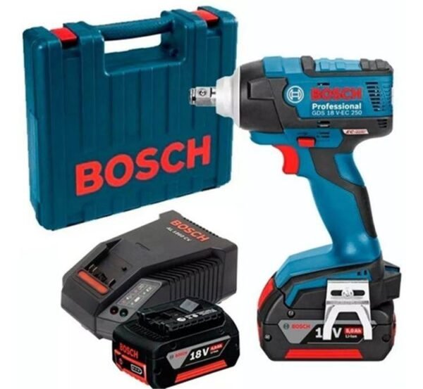 Bosch Llave de Impacto 18V – Enc 1/2″ – Rev Elect- 400Nm Bat 2×4,0Ah S. CARB. GDS 18V-400