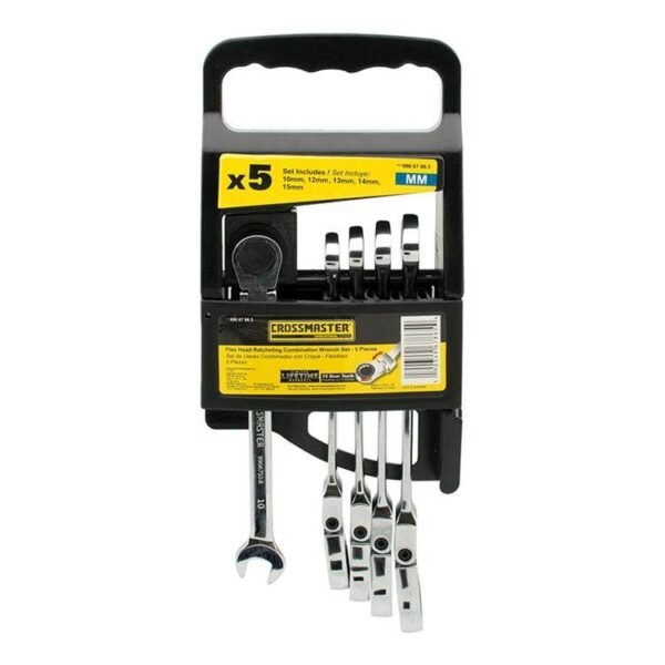 CROSSMASTER juego llave combinada c/crique cabeza movil x 5pz 99667865