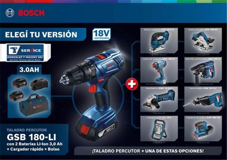 Bosch combo 18V GSB 18V-50 + starter kit 18V + Amoladora GWS 180 Li