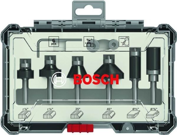 BOSCH Set juego fresas bordes c/maletin x 6u enc.1/4″