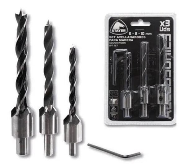 STAYER Juego set avellanadora madera 3 pzas SYR12735