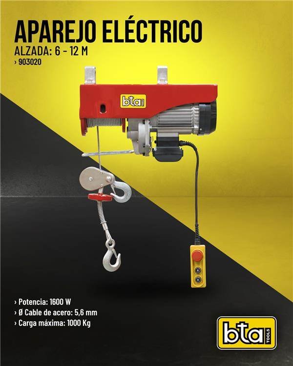 BTA Aparejo electrico cable 500/1000kg 6/12mts 903020
