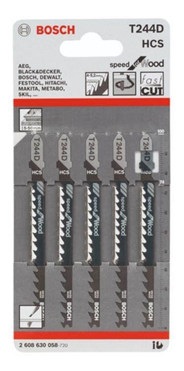 BOSCH Hoja de Calar – T244D – Madera (Corte Rápido) – x 5u