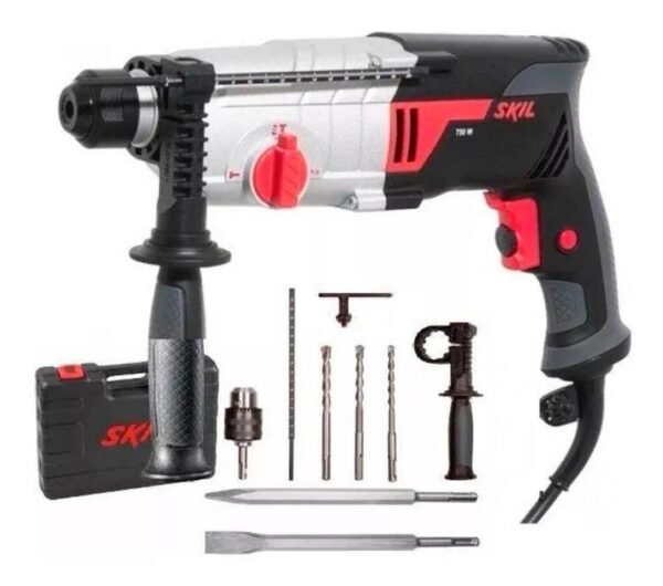 SKIL Martillo Perforador SDSplus – 2,1J – Cap. de Perf. Acero/ Madera/ Mamposteria: 13/30/24 – Peso: 3,1kg. Maletín, Mandril + Puntas