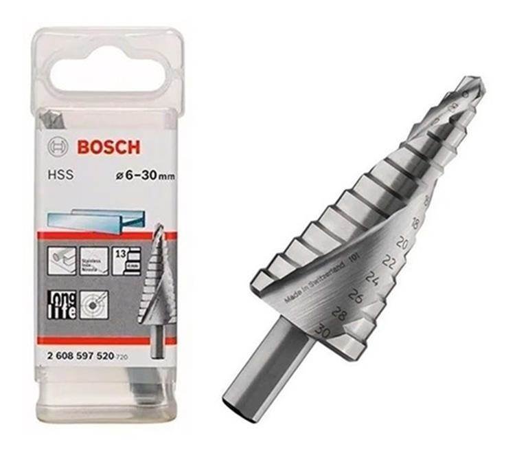 Bosch broca Escalonada HSS 13 Escalones 6-30mm (Largo Total 93,5mm)
