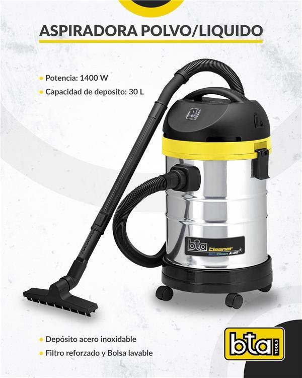BTA Aspiradora electr 30lts 1400w POL/LIQ A/INOX 132020 *
