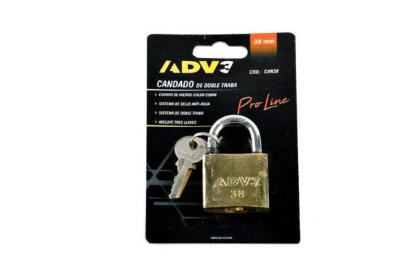 ADV3 Candado bronceado 38mm 3 llaves Cod.CAN38