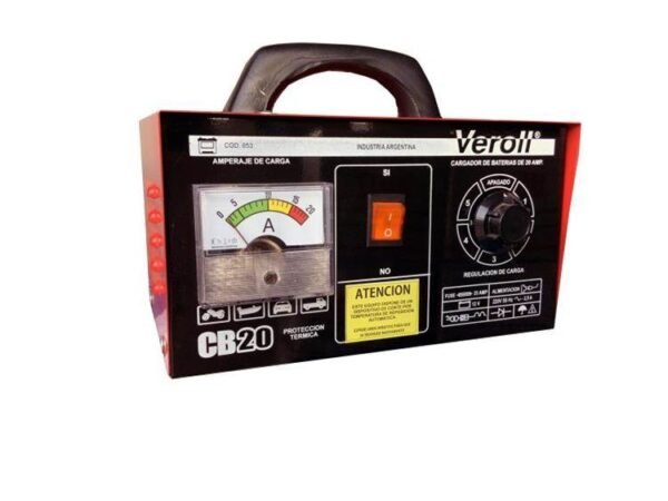 VEROLL cargador bateria 20Amp 12V Reg/amp/salida 12V/ portec. Termica