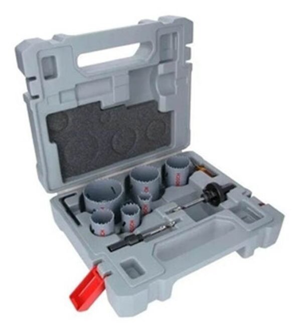 BOSCH Set juego Sierra Copa Bim 9 Pz  (6 Copa, 2 adap.hex + broca, 1 llave hex) – Mal. Plástico